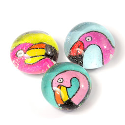 LIV-128/flamingo, Ufertiere, handgemachte Kühlschrankmagnete, 3er-Set, Flamingo