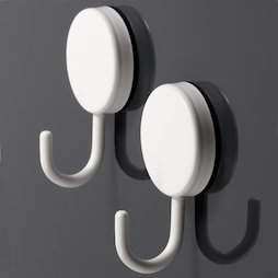 LIV-137, Magnethaken weiss, mit Anti-Rutsch-Beschichtung, 2er-Set