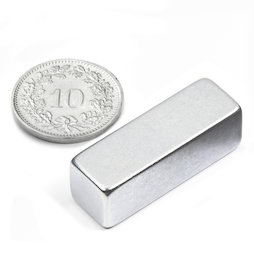 Q-30-10-10-Z, Blokmagneet 30 x 10 x 10 mm, neodymium, N40, verzinkt