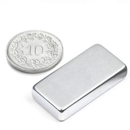 Q-30-15-06-Z, Quadermagnet 30 x 15 x 6 mm, Neodym, 42SH, verzinkt
