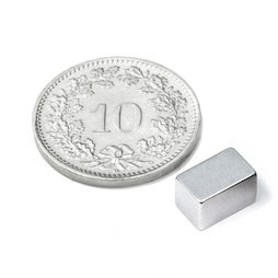 Q-08-05-05-Z, Blokmagneet 8 x 5 x 5 mm, neodymium, N45, verzinkt