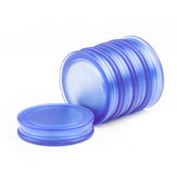 M-OF-BRD25/blue, Bordmagneten rond, neodymium magneten met kunststof kapje, aan beide kanten vasthoudend, transparant blauw
