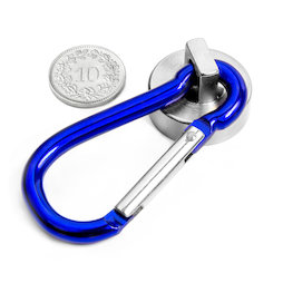 KTN-25B, Potmagneet met blauwe karabijnhaak Ø 25 mm, karabijnlengte 60 mm