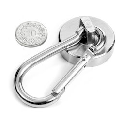 KTN-32, Aimant en pot avec mousqueton Ø 32 mm, longueur mousqueton 60 mm