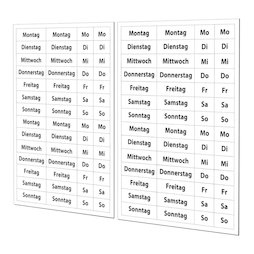 BA-022/daysger, Wochentage magnetisch, deutsche Version, zum Organisieren und Planen, 2-teiliges Set, 56 Magnete pro A5-Bogen
