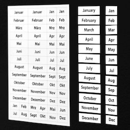 BA-023, Month magnets, for organisation and planning, 2-piece set, 60 magnets per A5 sheet