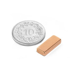 SALE-125, Quadermagnet 15 x 6 x 3 mm, Neodym, N40, verkupfert