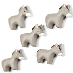 LIV-143, Donkey, Decoratieve magneten in de vorm van een ezel, set van 5