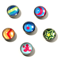 LIV-05, Crazy, decoratieve magneten van plexiglas en metaal, set van 6 stuks