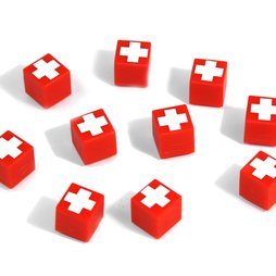 AG-01, Swiss Cube, Dekomagnete rot mit Schweizerkreuz