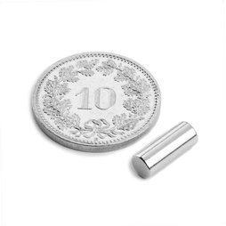 S-04-10-AN, Stabmagnet Ø 4 mm, Höhe 10 mm, Neodym, N45, vernickelt