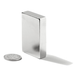 Q-50-25-10-LN, Parallélépipède magnétique 50 x 25 x 10 mm, néodyme, N40, nickelé