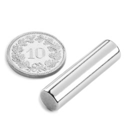 S-08-30-N, Staafmagneet Ø 8 mm, hoogte 30 mm, neodymium, N42, vernikkeld