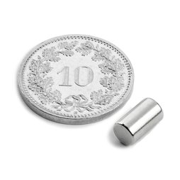 S-05-08-N, Staafmagneet Ø 5 mm, hoogte 8.47 mm, neodymium, N45, vernikkeld