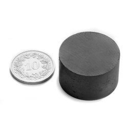 FE-S-25-15, Scheibenmagnet Ø 25 mm, Höhe 15 mm, Ferrit, Y35, unbeschichtet