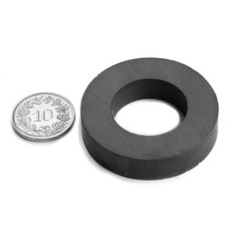 FE-R-40-22-09, Ringmagneet Ø 40/22 mm, hoogte 9 mm, ferriet, Y35, zonder coating