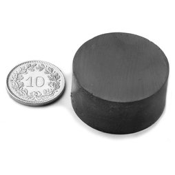 FE-S-30-15, Scheibenmagnet Ø 30 mm, Höhe 15 mm, Ferrit, Y35, unbeschichtet