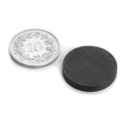 FE-S-20-03, Disque magnétique Ø 20 mm, hauteur 3 mm, ferrite, Y35, sans placage