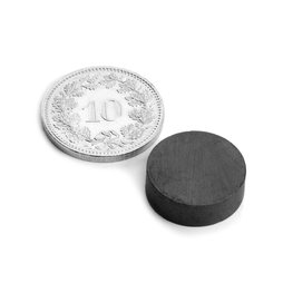 FE-S-15-05, Scheibenmagnet Ø 15 mm, Höhe 5 mm, Ferrit, Y35, unbeschichtet
