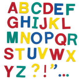 M-38/cap, Letras magnéticas, aprox. 100 letras y signos de puntuación, de espuma EVA, 4 colores mezclados