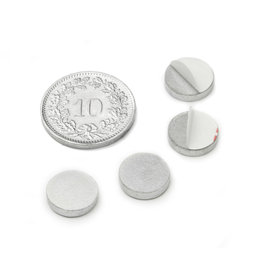 PAS-10, Metalen schijfje zelfklevend, Ø 10 mm, als tegenstuk voor magneten, geen magneet!