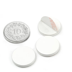 PAS-16-W, Disco metálico autoadhesivo, blanco, Ø 16 mm, como contrapieza para imanes. ¡No es un imán!