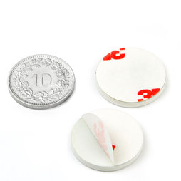 PAS-20-W, Metal disc self-adhesive, white, Ø 20 mm, as a counterpart to magnets, not a magnet!