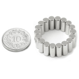 S-04-10-DN, Stabmagnet Ø 4 mm, Höhe 10 mm, Neodym, N45, vernickelt, diametral magnetisiert