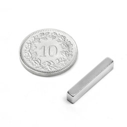 Q-20-04-03-N, Parallélépipède magnétique 20 x 4 x 3 mm, néodyme, N48, nickelé