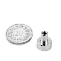 TCN-10, Potmagneet met draadbus Ø 10 mm, schroefdraad M3