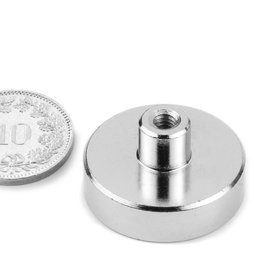 TCN-25, Aimant en pot avec manchon taraudé, Ø 25 mm, pas de vis M4