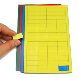 BA-012R, Magnetische symbolen rechthoek klein, voor whiteboards & planborden, 56 symbolen per vel, in verschillende kleuren